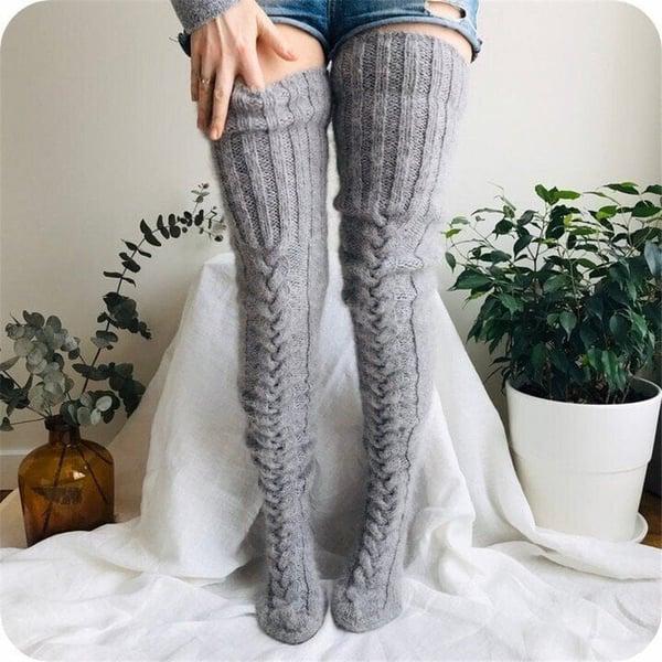 Long Thigh High Socks Smart Wool Thermal Stockings