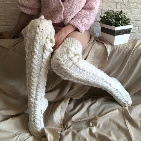 Long Thigh High Socks Smart Wool Thermal Stockings