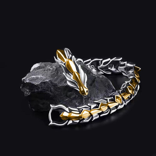 Mens Silver Dragon Bracelet