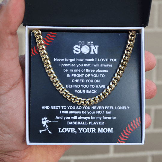 To My Baseball Son Cuban Link Necklace From Mom Biggest Fan