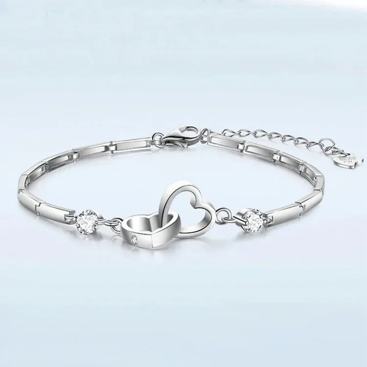 To My Daughter Mother and Daughter Forever Linked Together Double Heart Bracelet