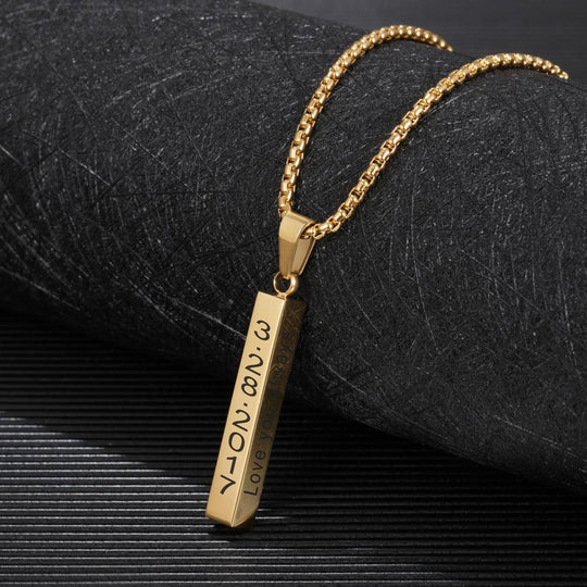 To My Wonderful Man Vertical Bar Necklace Personalized 4 Side 3D Bar Necklace