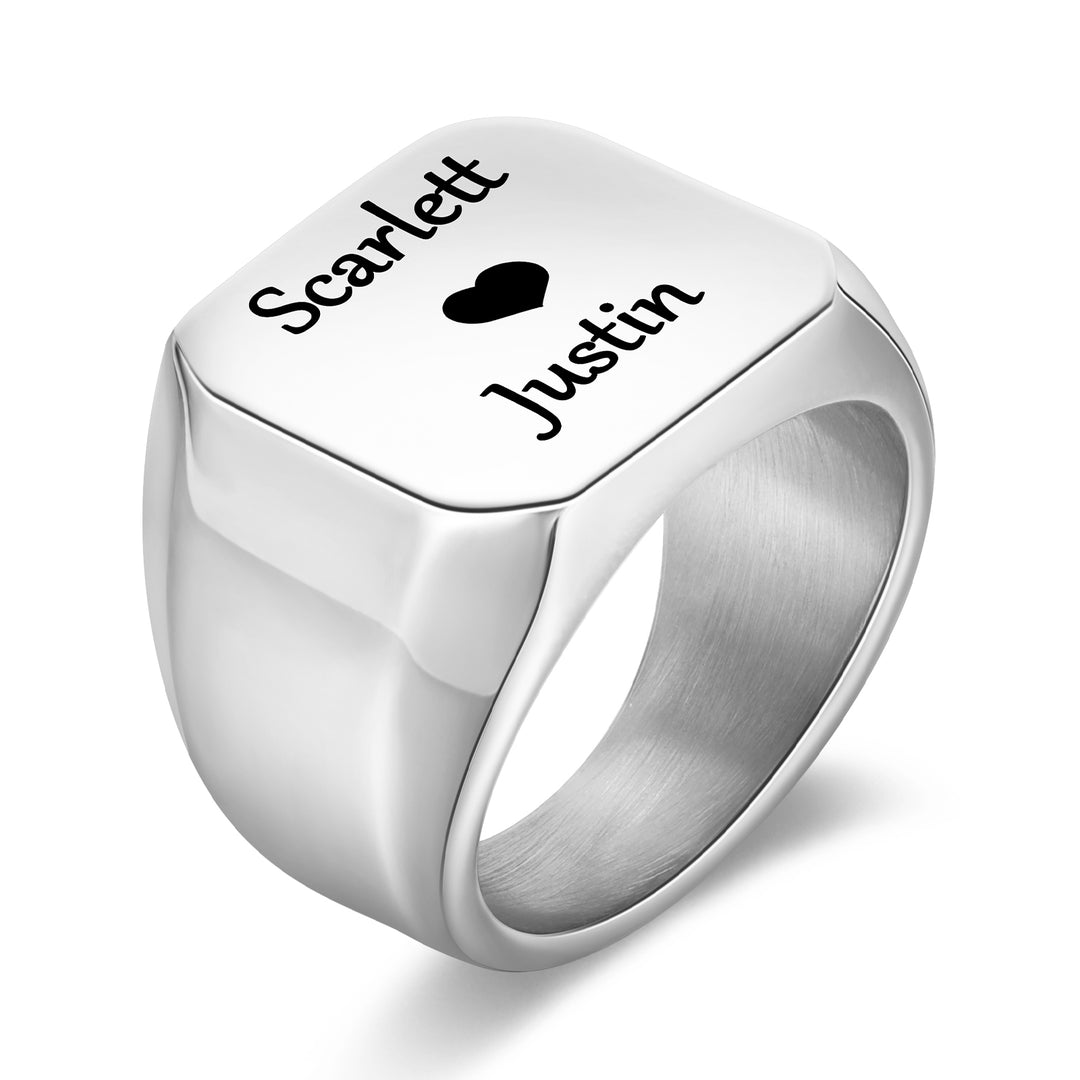 Personalized Name Ring Thumb Ring Titanium Stainless Ring for Men