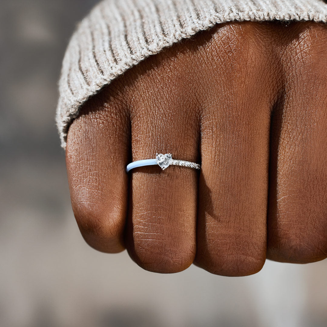 Heart-Cut Half Enamel Ring