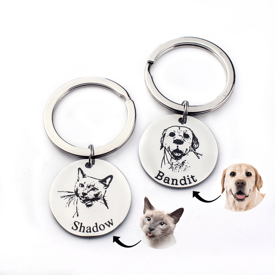 Actual Pet Portrait Key Chain 25mm Round Disc Keychain Keychain MelodyNecklace