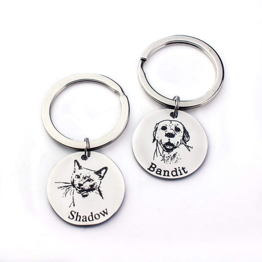 Actual Pet Portrait Key Chain 25mm Round Disc Keychain Keychain MelodyNecklace