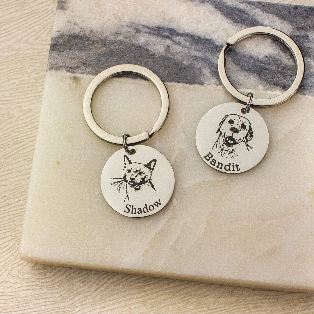 Actual Pet Portrait Key Chain 25mm Round Disc Keychain Keychain MelodyNecklace