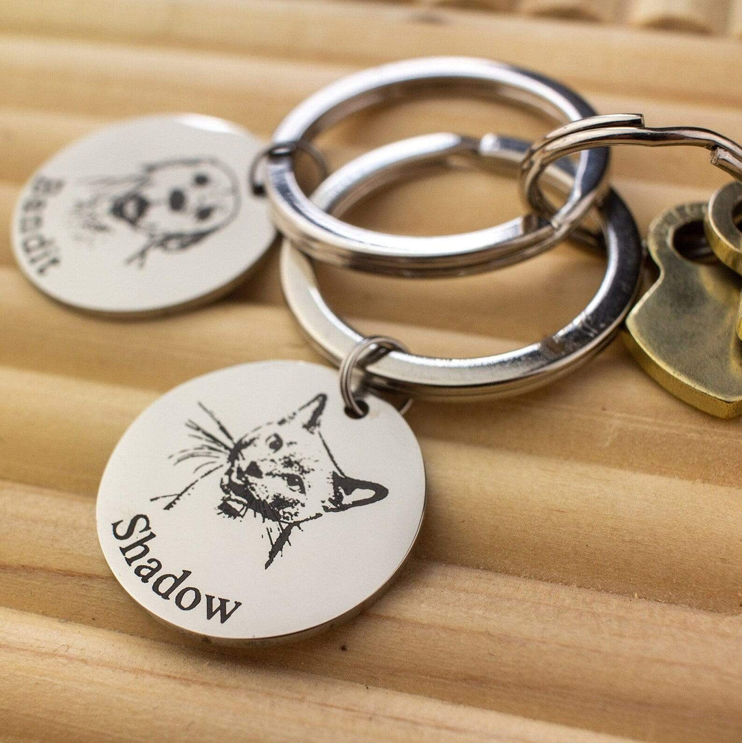 Actual Pet Portrait Key Chain 25mm Round Disc Keychain Keychain MelodyNecklace