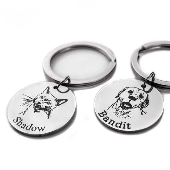 Actual Pet Portrait Key Chain 25mm Round Disc Keychain Keychain MelodyNecklace