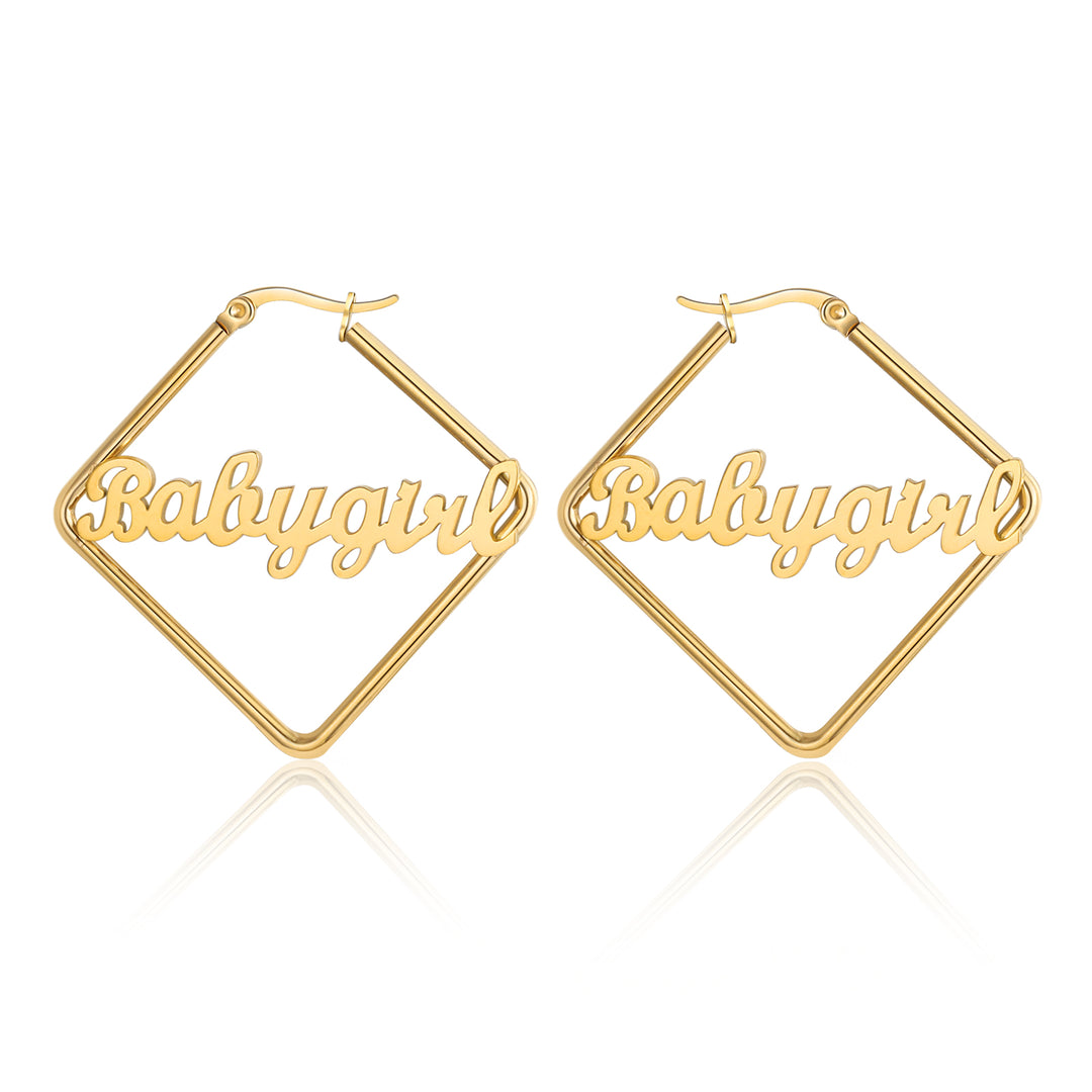 Personalized Classic Rhombus Name Earrings Customized Earrings for Her