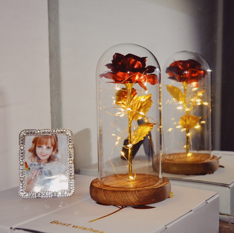 Enchanted Rose Night light Custom Text Rose LED Lamp Romantic Gift