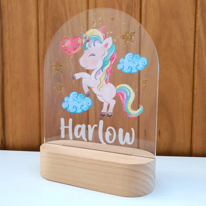 for Granddaughter Personalized Rainbow Unicorn Night Light Custom Name LED Lamp