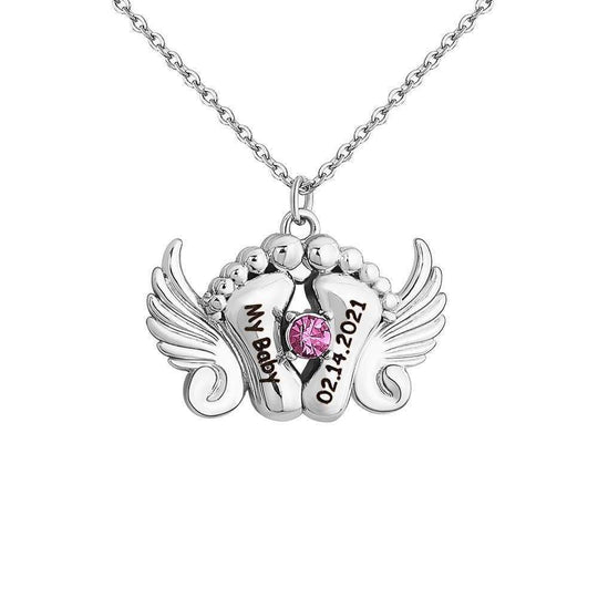 Angel Wing Foot Birthstone Necklace Necklace MelodyNecklace