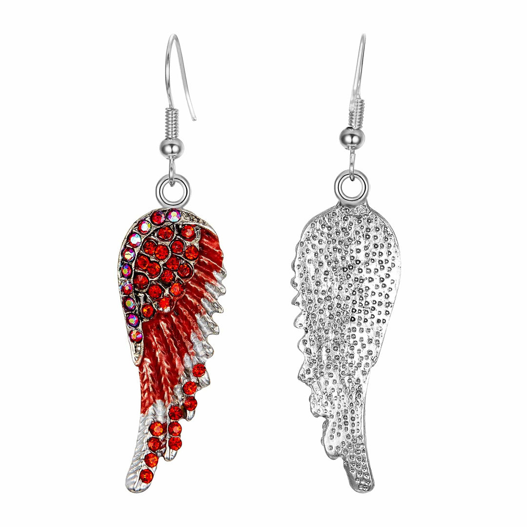 Angel Wing Hook Earrings Austrian Crystal Silver-Tone Earring MelodyNecklace