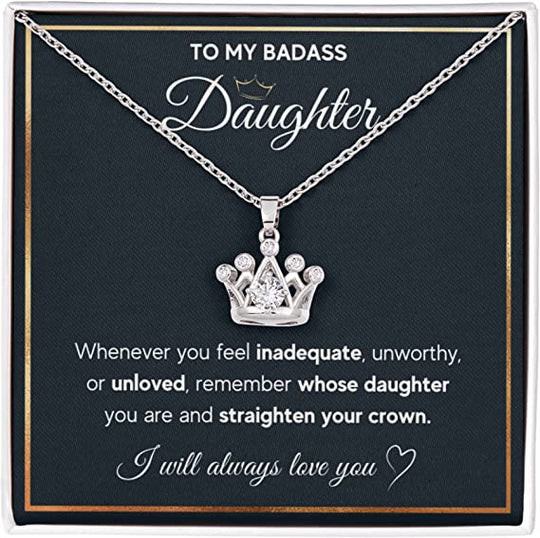 To My Daughter- Crown Necklace "I'll Always Love You" Gifts For Daughter