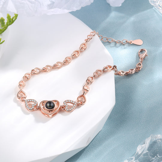 Heart Chain Projection Bracelet Personalized Hidden Photo Bracelet Creative Gift for Her