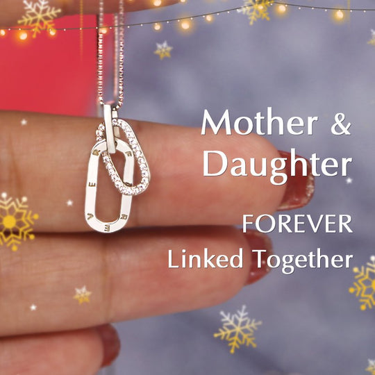 Mother & Daughter Forever Linked Together Necklace in Gold