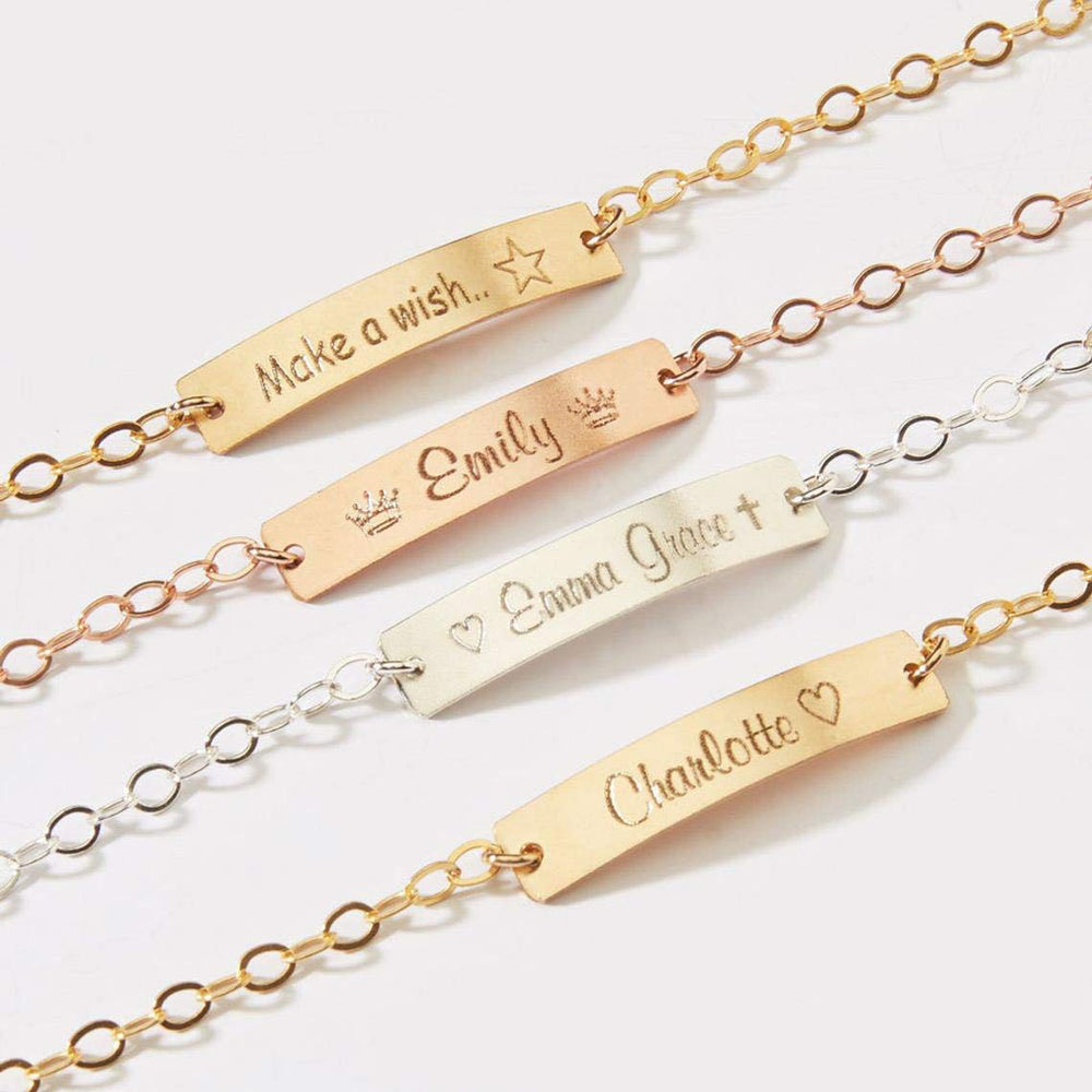 Baby Baptism Gift Personalized Child ID Bar Bracelet Bracelet For Baby MelodyNecklace