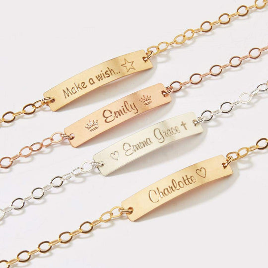 Baby Baptism Gift Personalized Child ID Bar Bracelet Bracelet For Baby MelodyNecklace