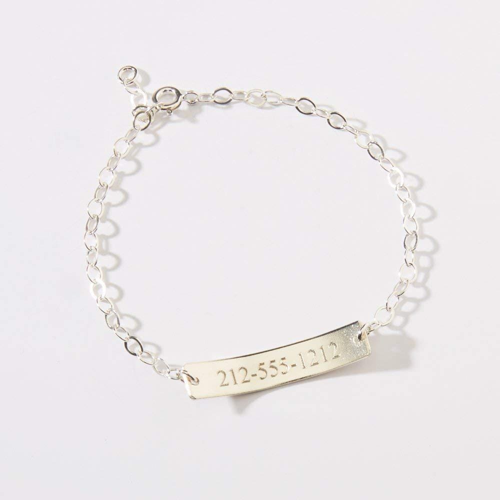 Baby Baptism Gift Personalized Child ID Bar Bracelet Silver Bracelet For Baby MelodyNecklace