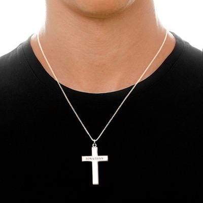 Baptism Gift Personalized Men's Engraved Cross Name Necklace Necklace for man MelodyNecklace