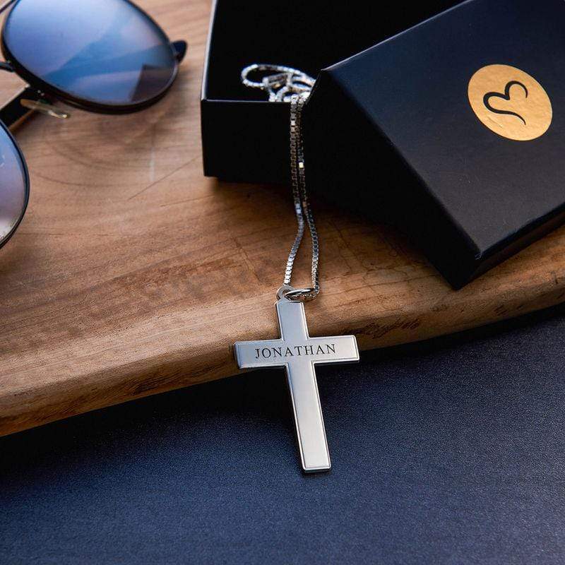 Baptism Gift Personalized Men's Engraved Cross Name Necklace Necklace for man MelodyNecklace