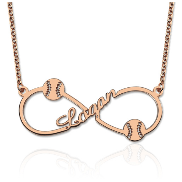 Baseball Infinity Name Necklace Customized Gift titanium steel-rose gold Necklace MelodyNecklace