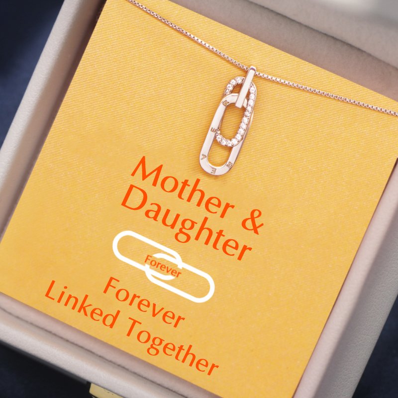 Mother & Daughter Forever Linked Together Necklace in Silver