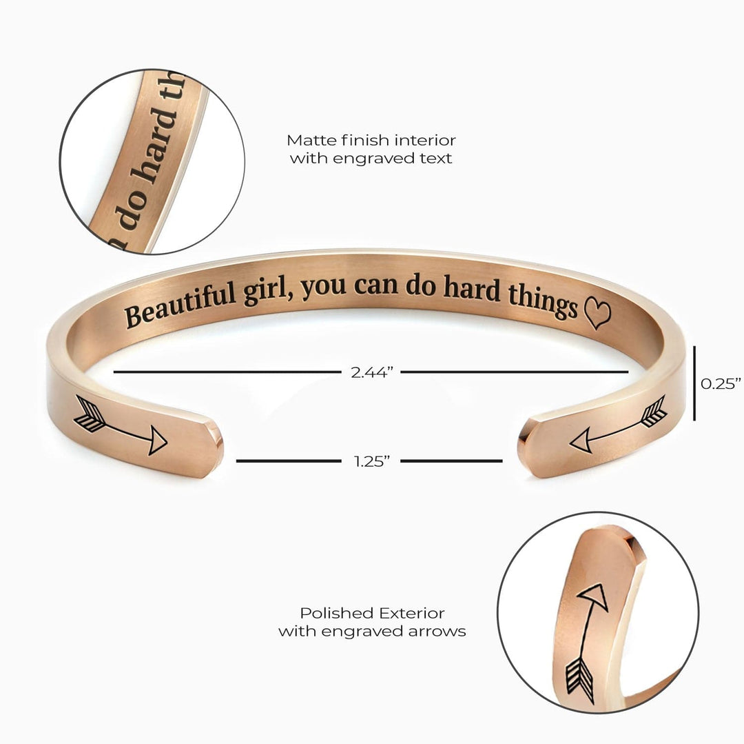 Beautiful Girl You Can Do Hard Things Personalizable Cuff Bracelet Bracelet For Woman MelodyNecklace