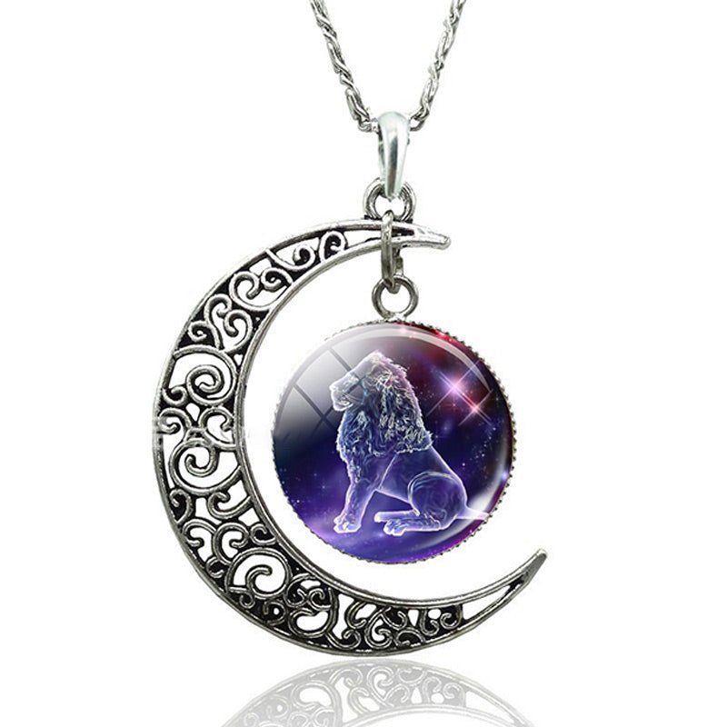 Moon Necklace With Zodiac necklace Zodiac Sign Necklace