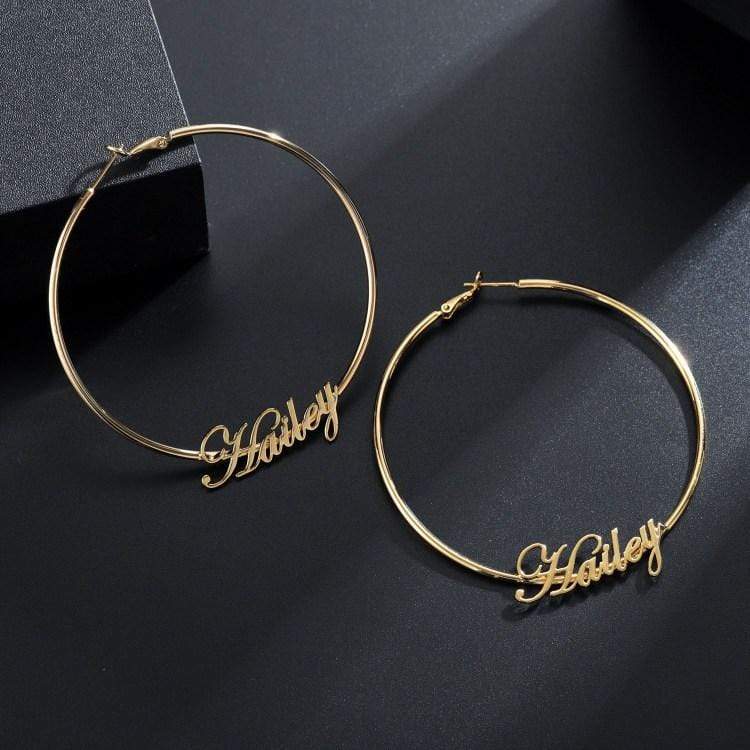 Big Hoop Cursive Earrings Earring MelodyNecklace