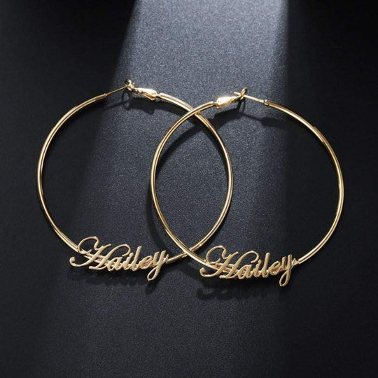 Big Hoop Cursive Earrings Earring MelodyNecklace