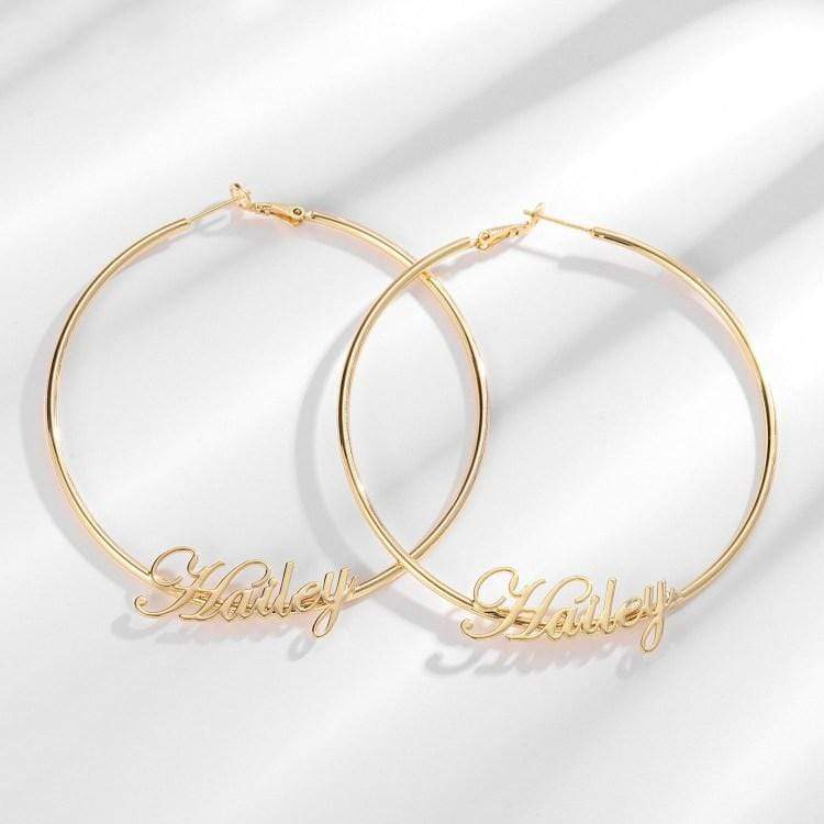 Big Hoop Cursive Earrings Earring MelodyNecklace