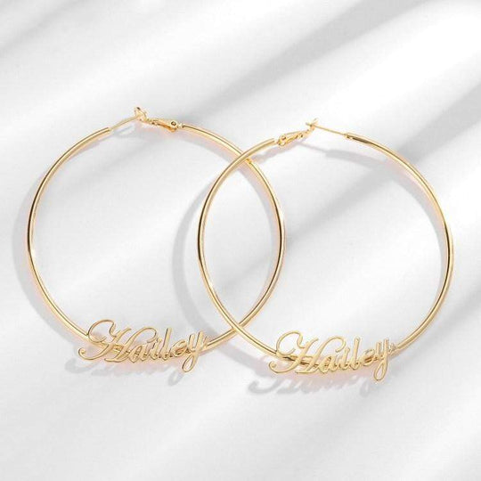 Big Hoop Cursive Earrings Earring MelodyNecklace