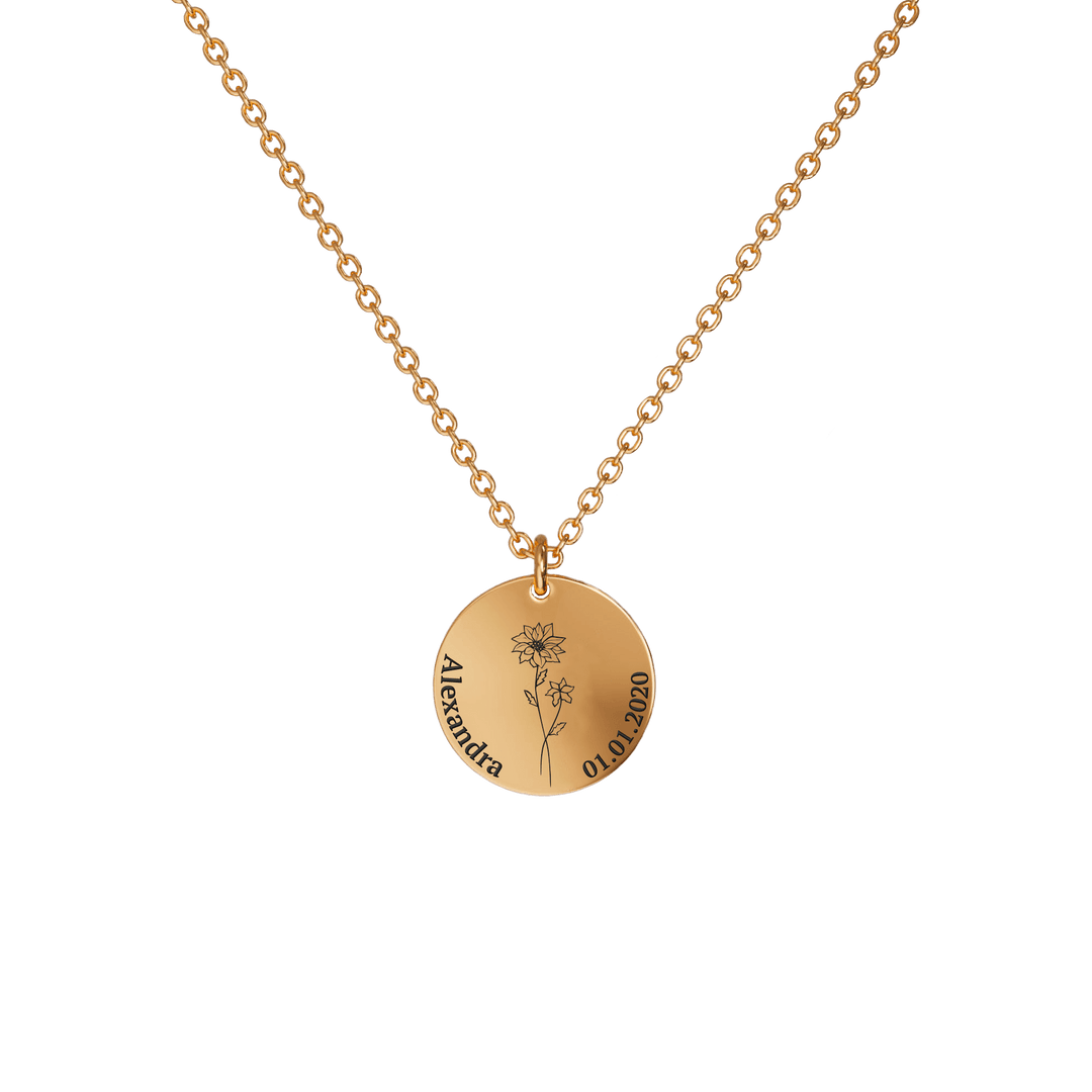 Birth Flower Pendant Necklace 18K Rose Gold Plated / Style 2 - Dainty / December Necklace MelodyNecklace