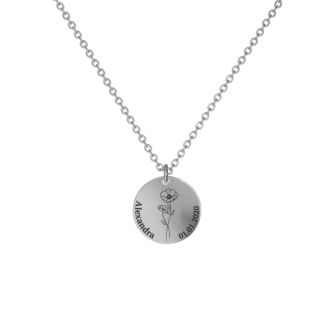 Birth Flower Pendant Necklace Silver / Style 2 - Dainty / August Necklace Mint & Lily