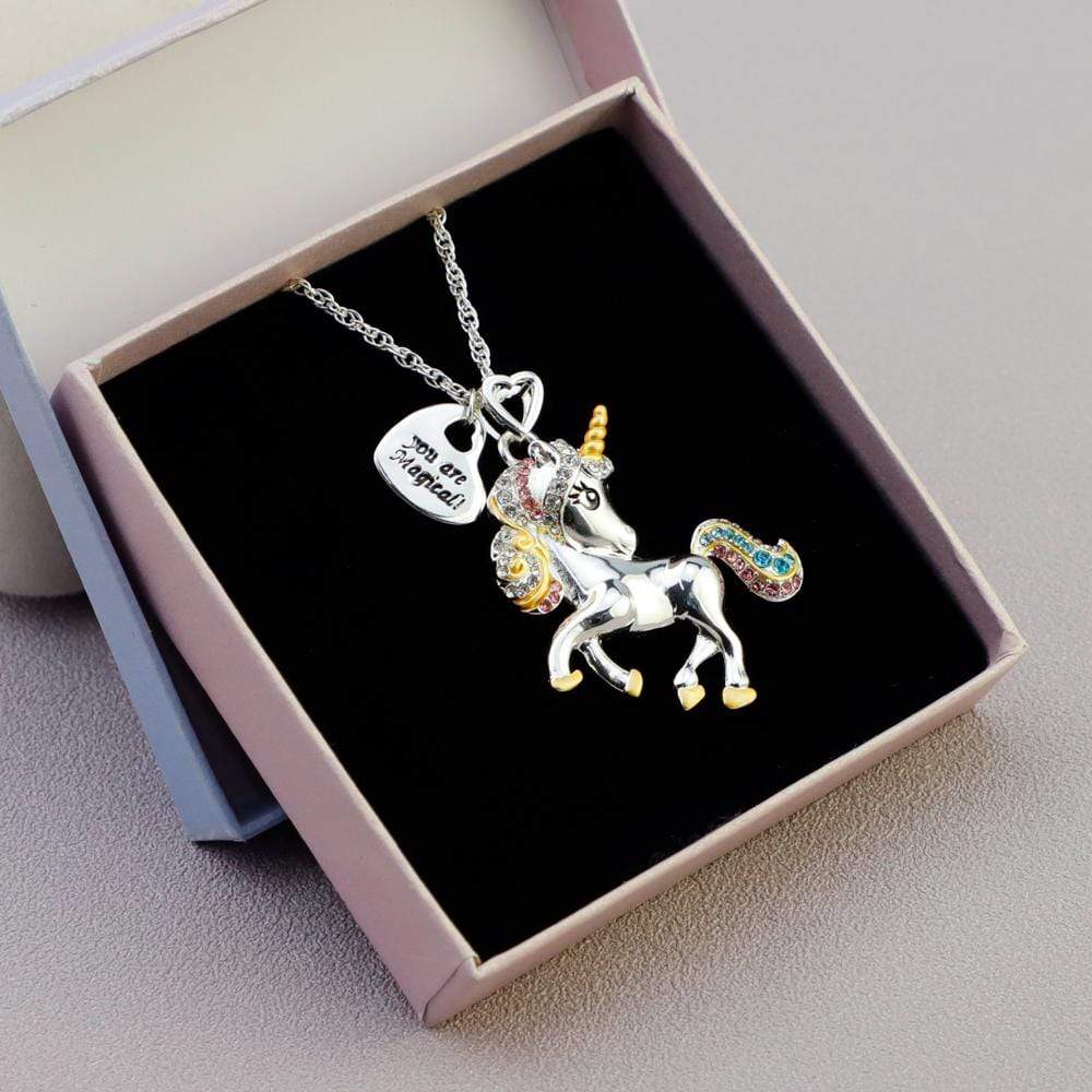 Birthday Gift for girl Adorable Unicorn Necklace-Shine Bright Like This Glistening Unicorn Necklace for girl MelodyNecklace