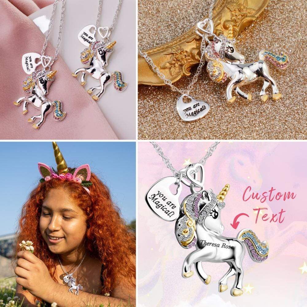 Birthday Gift for girl Adorable Unicorn Necklace-Shine Bright Like This Glistening Unicorn Necklace for girl MelodyNecklace