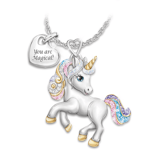 Birthday Gift for girl Adorable Unicorn Necklace-You are magical Necklace for girl MelodyNecklace