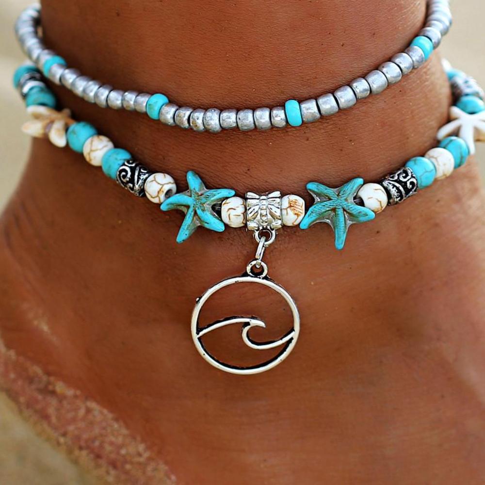 Bohemian Summer Beach Anklet Boho Peak Ocean Wave 