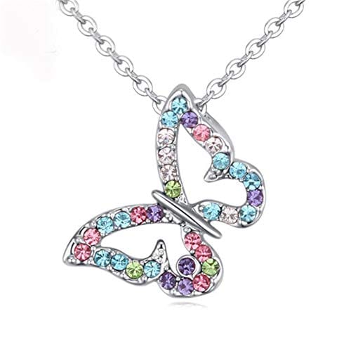 Butterfly Necklace Multi-color Crystal Charm Pendant Necklace for Girls and Women Colorful Back to results Visit the Kiokioa Store