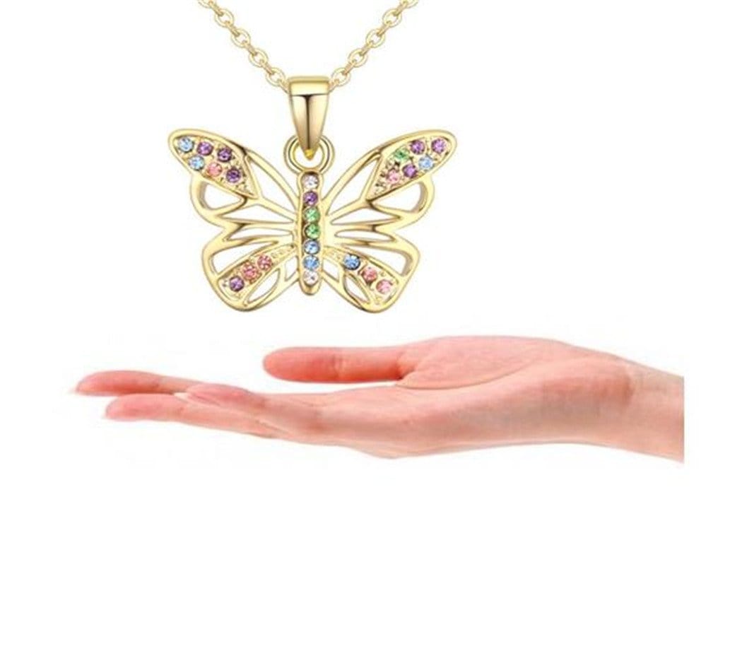 Butterfly Necklace Multi-color Crystal Charm Pendant Necklace for Girls and Women Sparkling Necklace MelodyNecklace