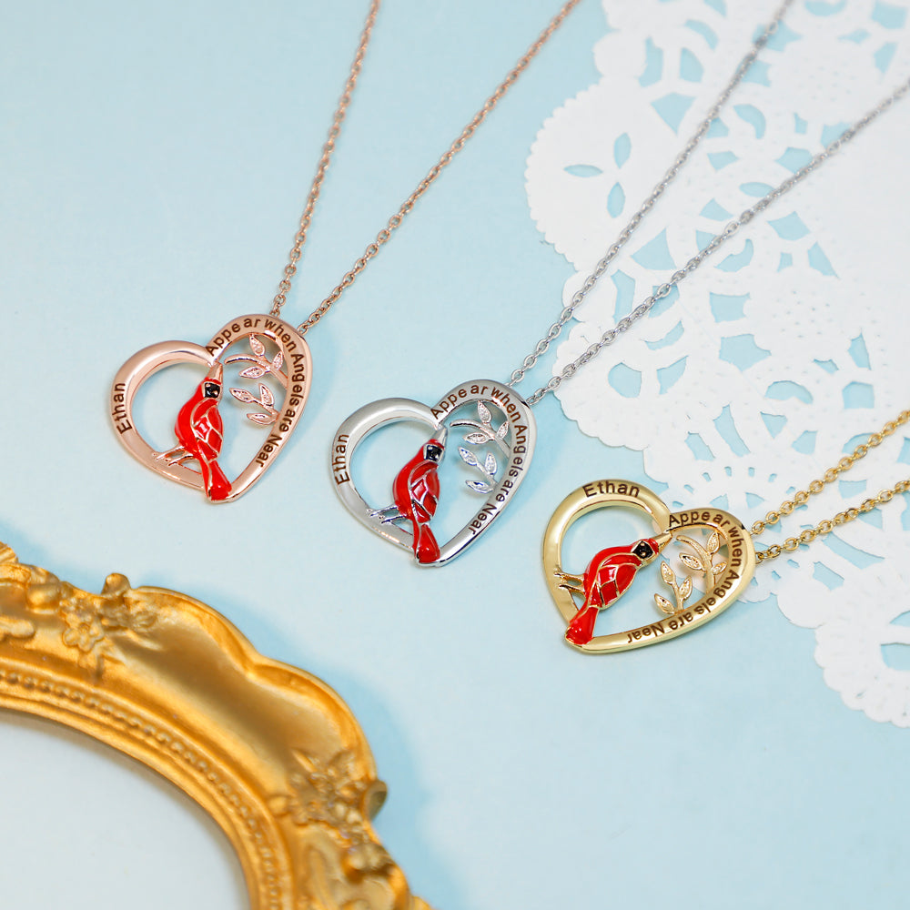 Appear When Angels Near Personalized Memorail Neckalce Cardinal Necklace