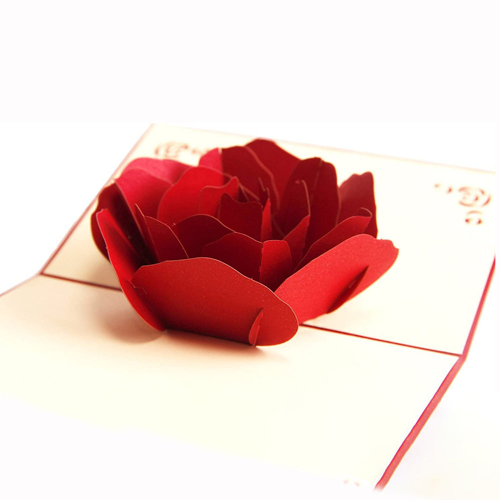 3D Pop-up Rose Greeting Cards Romantic Wedding Invitation Card