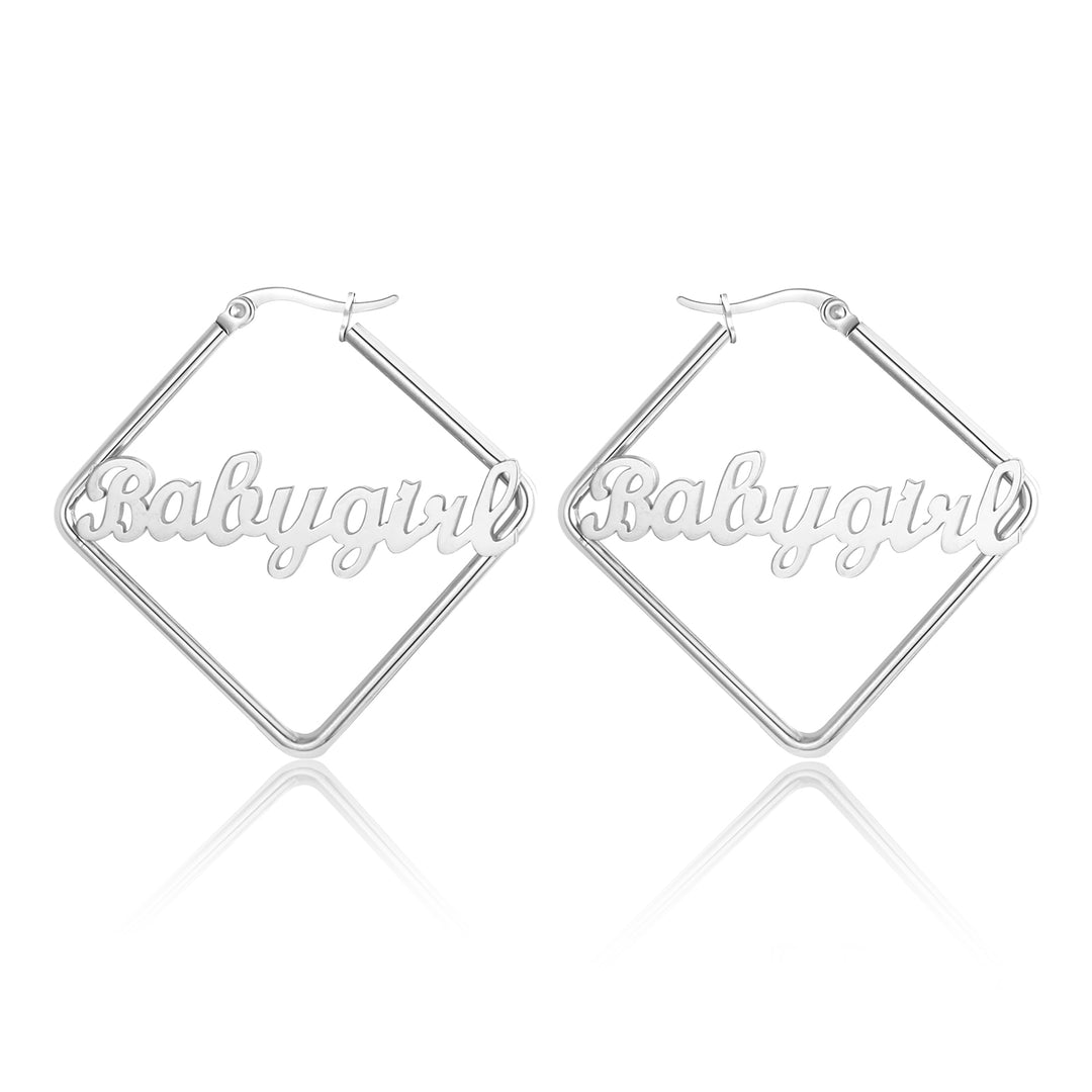 Personalized Classic Rhombus Name Earrings Customized Earrings for Her