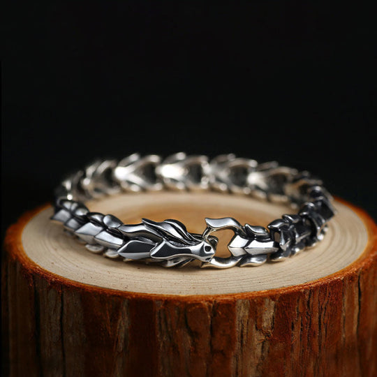 Mens Silver Dragon Bracelet