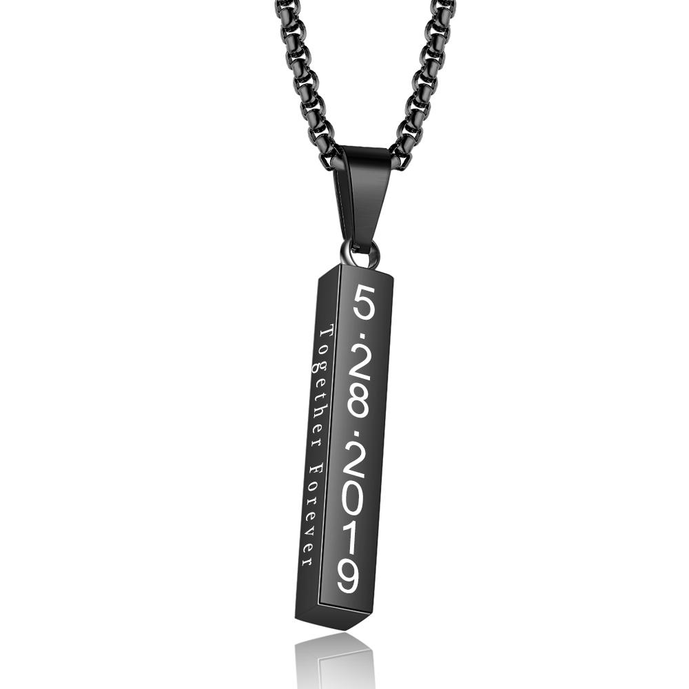 To My Wonderful Man Vertical Bar Necklace Personalized 4 Side 3D Bar Necklace