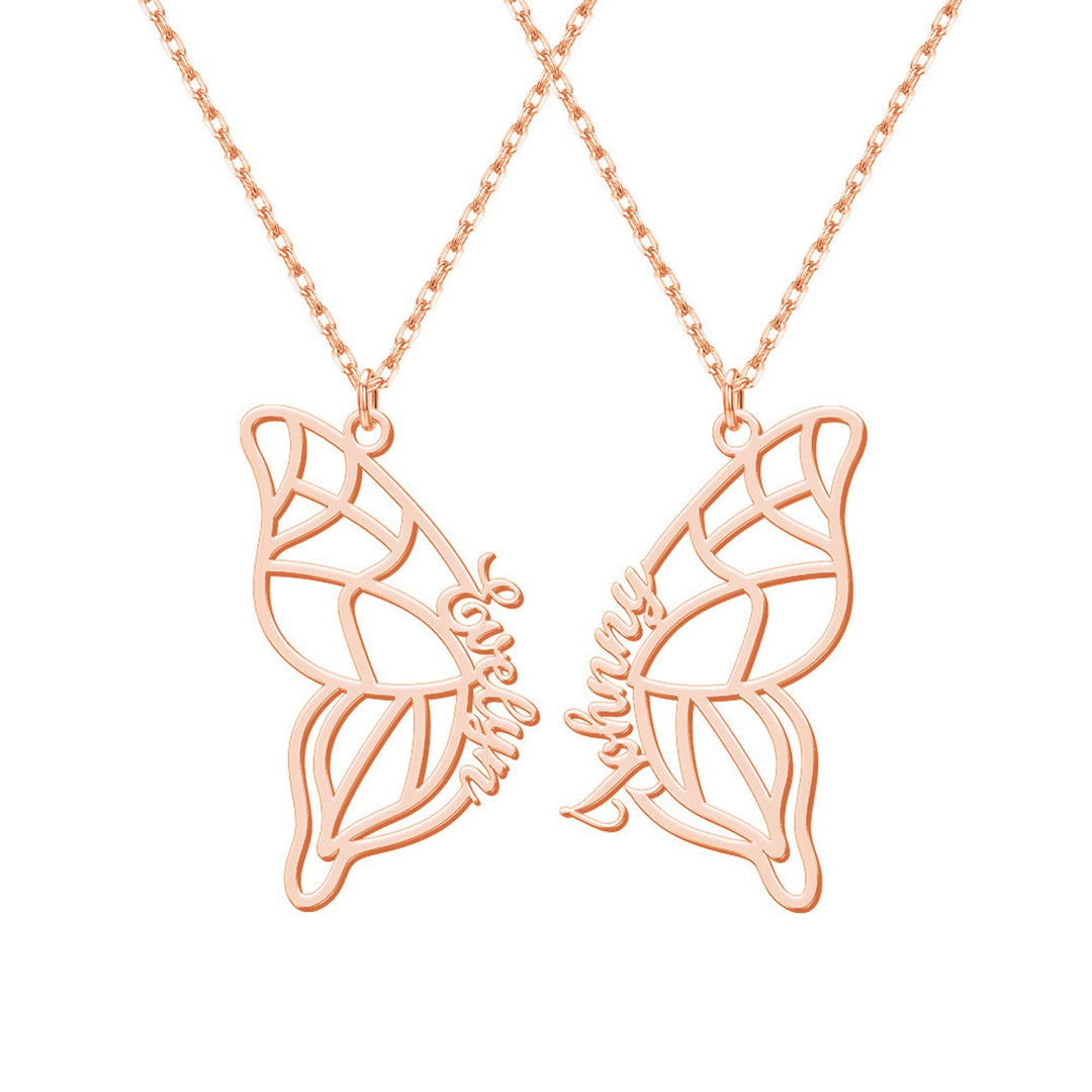 Mother and Daughter Necklace Personalized Butterfly Name Necklace Matching Necklace for Her