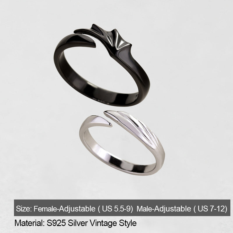 Angle and Evil Couple Ring-Adjustable size