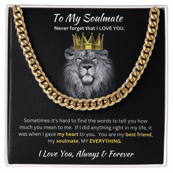 Valentines Day Gifts for him To My Soulmate Cuban Chain Necklace